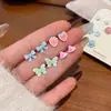 Conjunto de Brincos Coloridos Borboleta Cachorro Dopamina Nova Primavera com Hastes de Prata para Meninas Estudantes Fofas Brincos de Desenho Animado