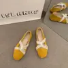 Sapatos Rasteirinhas Versáteis para o Dia a Dia e Eventos, Estilo Ballet Francês, com Tiras Cruzadas, Bico Quadrado e Camurça, para Mulheres 2025