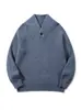 Yidao Vintage Outono 2026 Novo Estilo Pulôver de Malha com Costela Vertical Texturizada para Homens, Botão Frontal, Tricô para o Trabalho