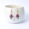 Pendientes de Mujer de Nuevo Estilo Transfronterizos Ganchos Dorados para Oreja Flor Real Árbol Hechos a Mano Pendientes de Narciso Flor de Cerezo