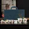 Moda Nacional China Dehua Mate Jade Gordo Porcelana Blanca Traje Hogar de Gama Alta Tapa Tazón Caja de Regalo Traje Taza de Degustación Imprimible
