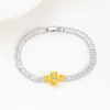 Pulseira Ajustável Trevo de Quatro Folhas Live do TikTok Simples Leve Luxo Feminina Ins Corrente de Corrente Fina Cravejada de Diamantes Pequeno Presente