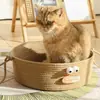 Nido para Gatos de Cuerda de Algodón, Nido Cálido Tejido a Mano para Mascotas, Adecuado para Todas las Estaciones, Resistente a los Arañazos, Resistente al Desgaste, Lavable, No Suelta Pelusa