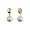 Pendientes sencillos de imitación de perla para mujer, con hebilla para la oreja, elegantes, retro, geométricos, con tono vibrante, gran oferta y a la moda.