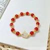 Pulsera de Ágata Roja Imitación Mismo Estilo que Estrella de TV para Atraer Riqueza y Pulsera de Cuentas de Transferencia para Mujeres como Regalo de Vacaciones para Niñas