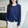 Cardigan Corto Casual de Punto Fino con Doble Cremallera y Cuello Redondo para Mujer, Estilo Old Money, para Principios de Otoño, Suéter Blanco