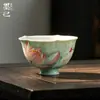 Nova Xícara de Cerâmica Pintada à Mão Estilo Chinês com Lótus, Pé Alto e Boca de Flor, Xícara Mestra para Conjunto de Chá Kung Fu, Xícara de Chá Doméstica, Xícara Única