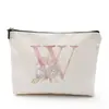 Bolsa de Cosméticos para Mujer Serie Alfabeto Inglés Impreso Densamente, Bolsa de Almacenamiento de Mano para Cosméticos y Joyería, Impermeable
