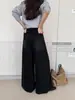 Su Xinlan/YOUMO Moda Otoñal Chic Commuting Patrón Ojo de Gato Holgados Adelgazantes Jeans de Pierna Ancha 72585-1