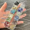 Pedras Strass Redondas de Fundo Plano, Cores Sortidas, Decorações para Unhas, Pedras Strass para Nail Art Doze Cores, Acessórios Artesanais DIY para Nail Art em Resina