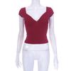 Camiseta informal de manga corta con cuello en V y pecho bajo de color liso para mujer, primavera y verano 2025, comercio exterior de Amazon Europa y Estados Unidos, venta al por mayor