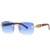 Gafas de sol metálicas de borde cortado estilo retro transfronterizas para hombre, Gafas de sol modernas anti-UV, Sin montura de alta gama europeas y americanas