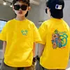 Camiseta Estampada Estilo Scruffy Cool Ins Americana da Moda para Meninos Verão Criança Pequena e Criança Nova Temporada Camisa Versátil Solta de Manga Curta