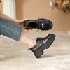 Zapatos de Cuero para Mujer Ultraligeros con Suela Gruesa 2025 Nuevos Mocasines con Cordones y Hebilla Cuero Genuino Tendencia Zapatos que Aumentan la Altura