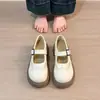 Zapatos Mary Jane Gruesos de Estilo Británico de Nicho para Mujer 2026 Verano Nuevos Versátiles de Cuero con Punta Redonda Versión Coreana para Mujer