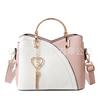 Bolsa de mão de couro macio com textura simples e grande capacidade, bolsa de mão com contraste de cores para comércio exterior transfronteiriço de primavera