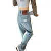 Jeans de mujer de color claro, nuevos estilos de primavera y otoño, para petite y tallas grandes, rectos holgados de cintura alta, fluidos, de pierna ancha, largos, modernos