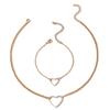 Conjunto de Joias Simples Transfronteiriço Europeu e Americano Amor Oco Pulseira Colar terno Geométrico Coração de Pêssego Oco Conjunto de Joias