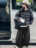 Conjunto de Suéter Rayado para Niñas 2026 Otoño/Invierno Nuevas Llegadas para Niños Medianos a Mayores Suéter de Punto Colorblock Pantalones Largos de Pana Conjunto de Dos Piezas