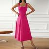 2025 Amazon Transfronteiriço Elegante Simples Plus Size Roupas Femininas Tendência Europeia e Americana Novo Verão Cor Sólida Vestido de Alças para Mulheres