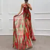 Transfronterizo 2024 Europa y Estados Unidos nuevo vestido largo de fiesta casual de chifón estampado con abertura para mujer