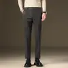 Roupas Masculinas Fengshe / Inverno 2026 Lã Grossa Aveludada Calças Casuais Ocidentais Masculinas Calças Longas Masculinas Calças Quentes de Nove Pontos