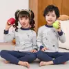 Roupas de Outono para Crianças e Calças Compridas, Conjuntos de Algodão Puro para Meninos, Íntimos Térmicos para Meninas, Suéteres de Algodão para Crianças Médias e Grandes, Pijamas para Crianças