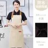 Delantales impermeables en stock de fábrica con impresión de logo personalizado para supermercados de frutas, tiendas de té de leche, cocinas y catering, ropa de trabajo resistente al aceite para mujeres