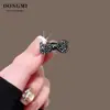 Presilha de Cabelo Pinça Bico de Pato Lateral Laço de Strass Novo Estilo Mini Joia para Franja