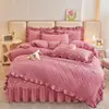 Novo Conjunto de Saia de Cama Acolchoada de Renda Macia Escovada 2025 - Estilo Saia de Cama Simia 120*200cm