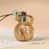 Colgante de conejo del zodiaco de talla de madera maciza de sándalo verde, llavero DIY, conejo lindo, cadena para teléfono móvil, bolso, accesorios para coche