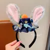 Diadema de Felpa para Niños Judy Nick Linda Orejas de Conejo para Niña Tocado Sombrero de Policía Conejo para Niña Pinza para el Cabello