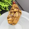 Pingente Pixiu de Pedra Olho de Tigre Amarelo, Pingente de Colar de Pedra Jade, Acessório de Joia, Pingente Pixiu de Três Moedas de Pedra Olho de Tigre Amarelo