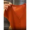 Suéter de punto vintage estilo Hong Kong, de un solo pecho, cuello en V, con pequeñas mangas acampanadas para mujer, diseño de verano con cintura entallada y top versátil
