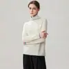 Suéter de cachemira con diseño de dos piezas falso, de manga larga, para mujer, con bordes enrollados, cuello alto, estilo jersey, perfecto para usar en capas en otoño e invierno, y con una sensación agradable para la piel