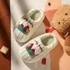 Pantuflas de Algodón para Niños Otoño e Invierno Nuevo Estilo para Niñas Perro Lindo de Dibujos Animados Hogar Cálido Felpa Adicional Pantuflas de Algodón para Padres e Hijos Transfronterizo