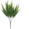 Simulación de hoja de mar persa Helecho flor artificial hierba hoja verde arreglo floral suave con pared de fondo de Musgo decoración