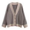 Nuevo cárdigan de punto retro coreano para mujer Otoño/Invierno 2024, estilo perezoso a rayas, corte holgado, suéter versátil para exteriores