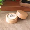 Tapa Superior e Inferior Redonda Madera de Haya Anillo Acrílico Caja para Anillos Transparente Caja para Anillo de Compromiso Madera Maciza Femenina Caja para Anillo de Diamantes Empaque de Almacenamiento