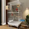 Jaula Grande para Pájaros del Hogar, Antisalpicaduras, Lujosa Villa Transparente para Pájaros, Jaula Especializada para Loros, Cacatúas, Periquitos, Agapornis y Pequeños Pájaros del Sol