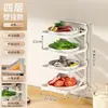 Cozinha Aço Inoxidável Rack de Preparo de Alimentos Sem Perfuração Montado na Parede Escorredor de Pratos Doméstico Multicamadas Rack de Armazenamento de Acompanhamentos para Panela Quente