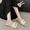 Chinelos estilo Chanel estilo francês feminino verão atacado novo estilo internet celebrant moda strass sandálias de praia planas