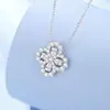 Anillo Collar Corazón Flash Diamante de Moda para Mujer Plata S925 Hw Clásico Moda Completo Diamante Trébol de Cuatro Hojas Colgante Joyería de Plata Regalo
