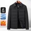 Chamarra ligera con cuello de camisa para hombre, con costuras selladas para evitar la fuga de plumón, no voluminosa, adecuada para otoño e invierno, versátil para ropa de negocios y una cálida opción de abrigo para papás
