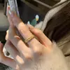 Anillo de Plata de Ley S925 Color Oro Vintage Espiga de Trigo con Circonita para Mujer, Diseño Abierto Ajustable, Anillo de Dedo Índice de Lujo Ligero de Nicho