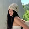 Ju Jingyi con sombrero de pañuelo exquisito para niños, hueco, primavera y verano, delgado, estilo literario, sombrero tejido pequeño, sombrero de montón
