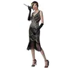 P-4GG Tamanho Plus Size Vestido Retrô Anos 1920 com Decote V e Franjas Mais Vendido na Amazon Vestido de Baile Gatsby Vestido de Noite