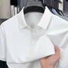 Camisa Polo de Jacquard de Nylon con Sensación de Hielo para Hombre de Verano, Transpirable sin Costuras, Cuello Campana, Camisa Polo de Manga Corta Casual de Negocios para Hombre