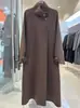 Nuevo Abrigo de Lana Doble Cara Otoño/Invierno 2026 Largo Holgado Cuello Alto Elegante Adelgazante de Gama Alta Moderno