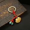 Cerradura Auspiciosa Dragón y Fénix de Latón Colgante para Bolso para Hombre y Mujer Dinero de los Cinco Emperadores Hulu Colgante Llavero para Coche Moda Nacional Oro Vintage